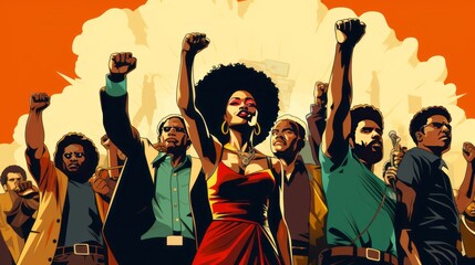 Black history month black people power. AI generative - obrazy, fototapety, plakaty