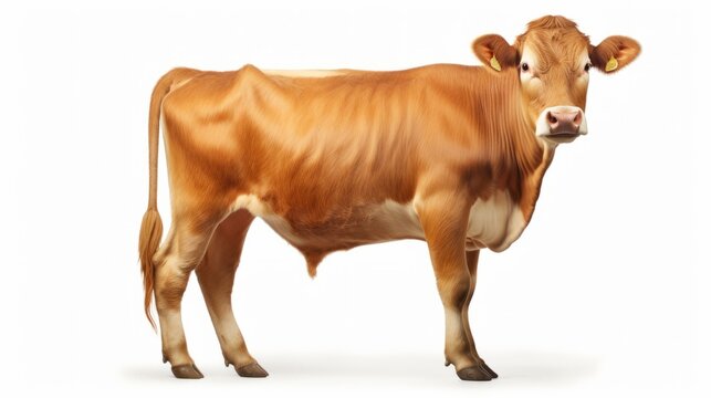 Jersey cow on white background. AI generative.
