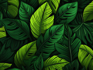 Fototapeta na wymiar green leaves background, generative AI
