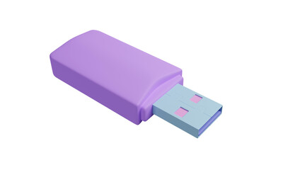 3d USB flash drive on a white background. 3d rendering
