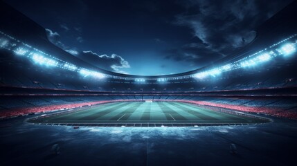 Stadium with lights background for display. AI generative.