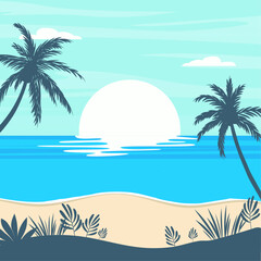 Fototapeta na wymiar tropical beach sunrise landscape summer background