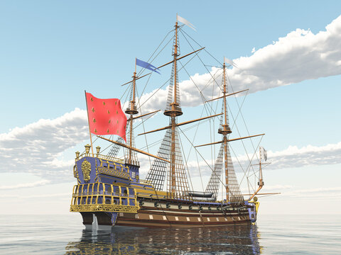 Französisches Flaggschiff La Sirene aus dem 19. Jahrhundert