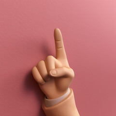 Businessman cartoon finger pointing on empty space. 3d clay concept. By generative AI.
