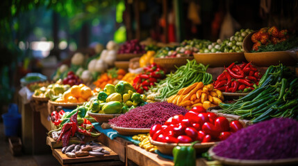 Fototapeta na wymiar Food vegetable market colorful mood illustration