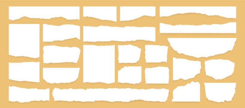 Seamless torn or ripped notebook paper sheets for social media background design. Abstract ornament or decoration clip art. Blank page split, office scrap note or tear newspaper label for text message