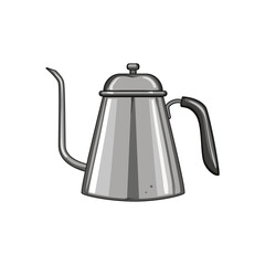 tea steel drip kettle cartoon. pot boiler, silver object, steam drink tea steel drip kettle sign. isolated symbol vector illustration
