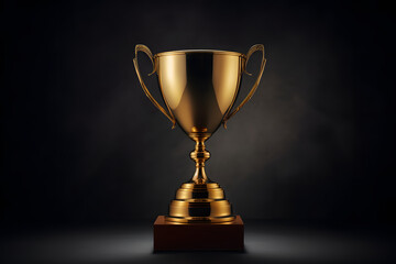 Trophy cup isolated on black background created with Generative AI technology