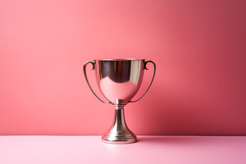 Trophy cup isolated on pink background created with Generative AI technology