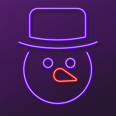 snowman neon sign, modern glowing banner design, colorful modern design trends on black background. Vector illustration.
