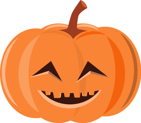 Halloween pumpkin . Jack o'lantern . Flat design . PNG .