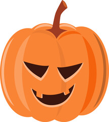 Halloween pumpkin . Jack o'lantern . Flat design . PNG .