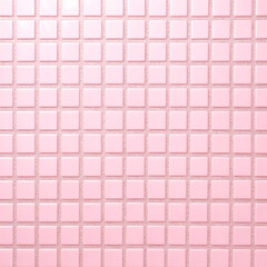 Fototapeta premium Pink tile wall chequered background bathroom floor texture. Ceramic wall and floor tiles mosaic background in bathroom