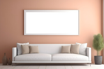 Clean and Inviting Living Room Picture Frame Mockup, generative, ai