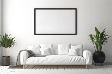 Clean and Serene Ambience Picture Frame Mockup, generative, ai