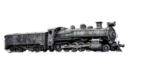 Fototapeta na wymiar Steam train isolated on white. ai generative art.