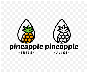 Pineapple, ananas, pineapple juice, pineapple in a drop, graphic design. Fruit, pine, drink, food and beverage, juicy and drinking, vector design and illustration