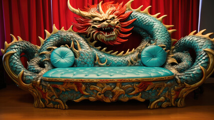 Obraz premium chinese dragon statue sofa