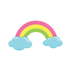 Flat rainbow vector illustration. Design for fashion fabrics, textile graphics, prints, stickers. Cute rainbow