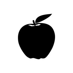 flat apple with leaf icon vector. apple fruit