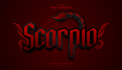 decorative editable dark red scorpio text effect vector design