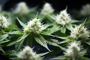 white flowering cannabis buds generative ai