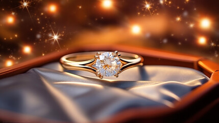 luxury gold engagement ring with diamond. generative ai