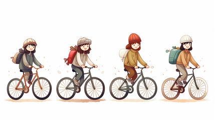 Fototapeta premium people riding bicycles-cycling flat design, Outdoor activities