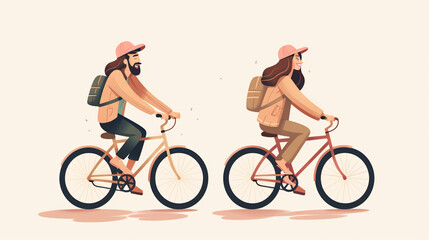 Obraz premium people riding bicycles-cycling flat design, Outdoor activities