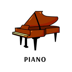 Piano, grand piano. Music, pianist. Musical instrument. Vector illustration EPS10