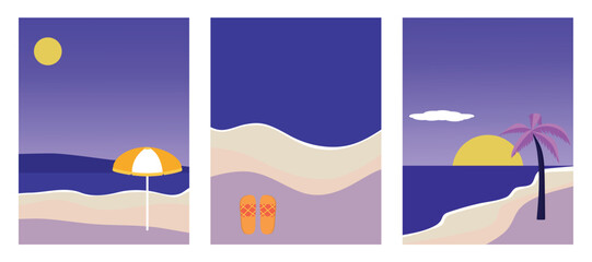 Set of banners with beach, vector illustratoin. Banner background.