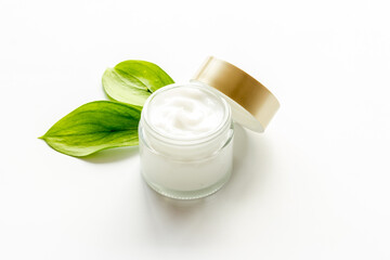 Moisturizing cosmetic face cream in glass vial for cosmetic products