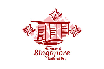 Fototapeta na wymiar August 9, Singapore national day vector illustration. Suitable for greeting card, poster and banner.
