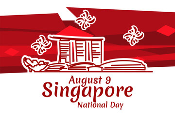 August 9, Singapore national day vector illustration. Suitable for greeting card, poster and banner.