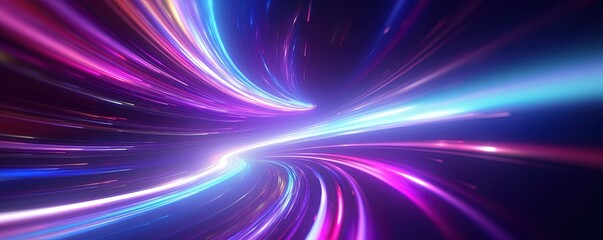 Fototapeta premium abstract futuristic background with pink blue glowing neon moving high speed wave lines and bokeh lights. Data transfer concept Fantastic wallpaper