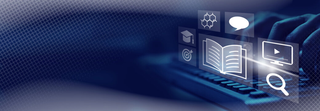 Education internet online digital technology concept. E-learning education, online internet course lessons.  consulting, e-learning concept background.