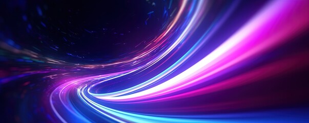 Obraz premium abstract futuristic background with pink blue glowing neon moving high speed wave lines and bokeh lights. Data transfer concept Fantastic wallpaper