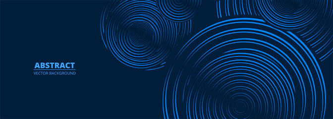 Dark blue abstract geometric background with circle lines for cover, brochure, booklet, banner, business, corporate. Vector illustration