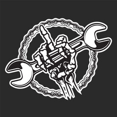 Mechanic Skeleton Hand with Wrench