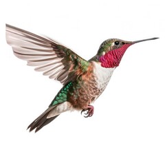 Broad-tailed hummingbird bird isolated on white. Generative AI