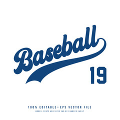 Baseball Jersey number, basketball team name, printable text effect, editable vector 19 jersey number