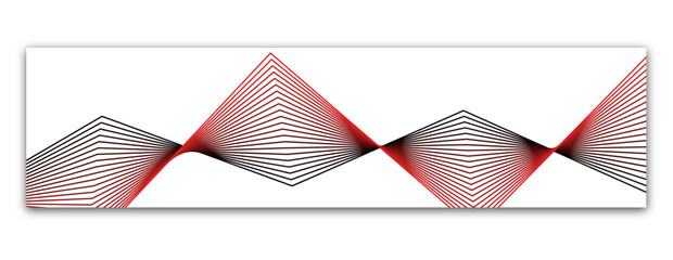 Web banner with geometric lines. Abstract background with place for text. Banner with red and black pattern. Vector illustration