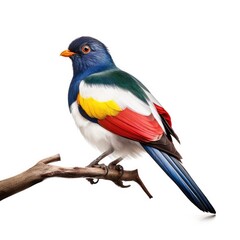 Fototapeta premium Elegant trogon bird isolated on white. Generative AI