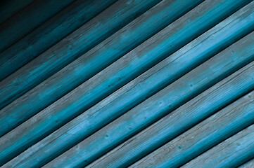 background with blue wooden logs. colored doors. loft style canvas	
