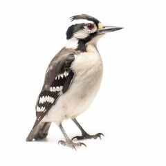 Obraz premium Hairy woodpecker bird isolated on white. Generative AI