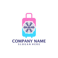 Winter Suitcase logo design vector. Suitcase logo design template concept