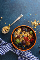 Obraz na płótnie Canvas Granola with summer fruits for breakfast food