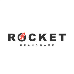 Rocket logo with Rocket icon in the letter O