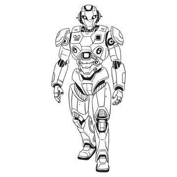Outline Robot Full Body ,good for coloring books, prints, stickers, design resources, logo and more.