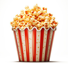 popcorn bucket, isolated on a transparent background made with AI generative technology - obrazy, fototapety, plakaty